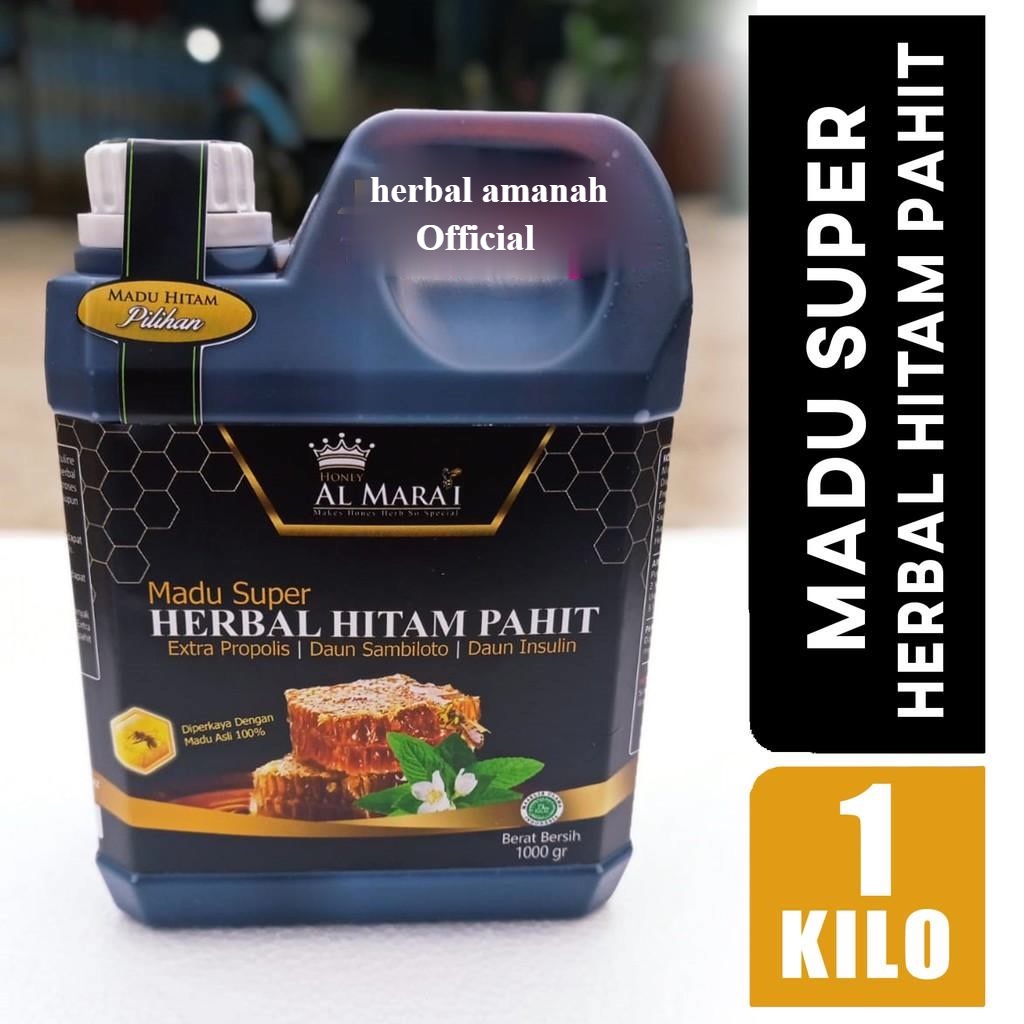 

Madu Super Herbal Hitam Pahit Plus 1 kg Al marai Extra propolis sambiloto daun insulin