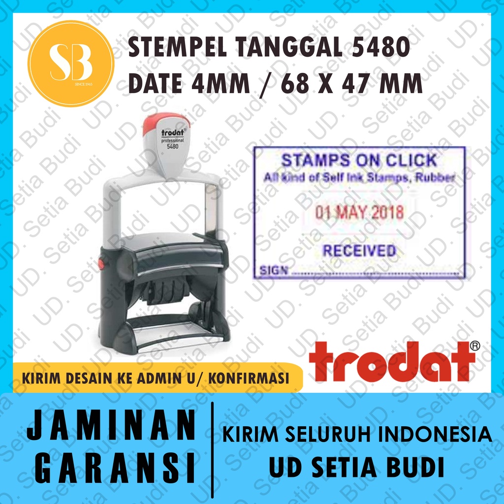 Stempel Trodat Tanggal Custom 5480 ukuran 68 x 47 mm