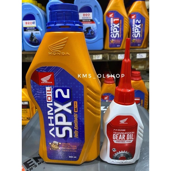 Paket Oli AHM SPX2 SPX 2 800 ml &amp; Oli Gardan Scooter Gear Oil 120 ml Beat Scoopy Spacy Vario 125 150