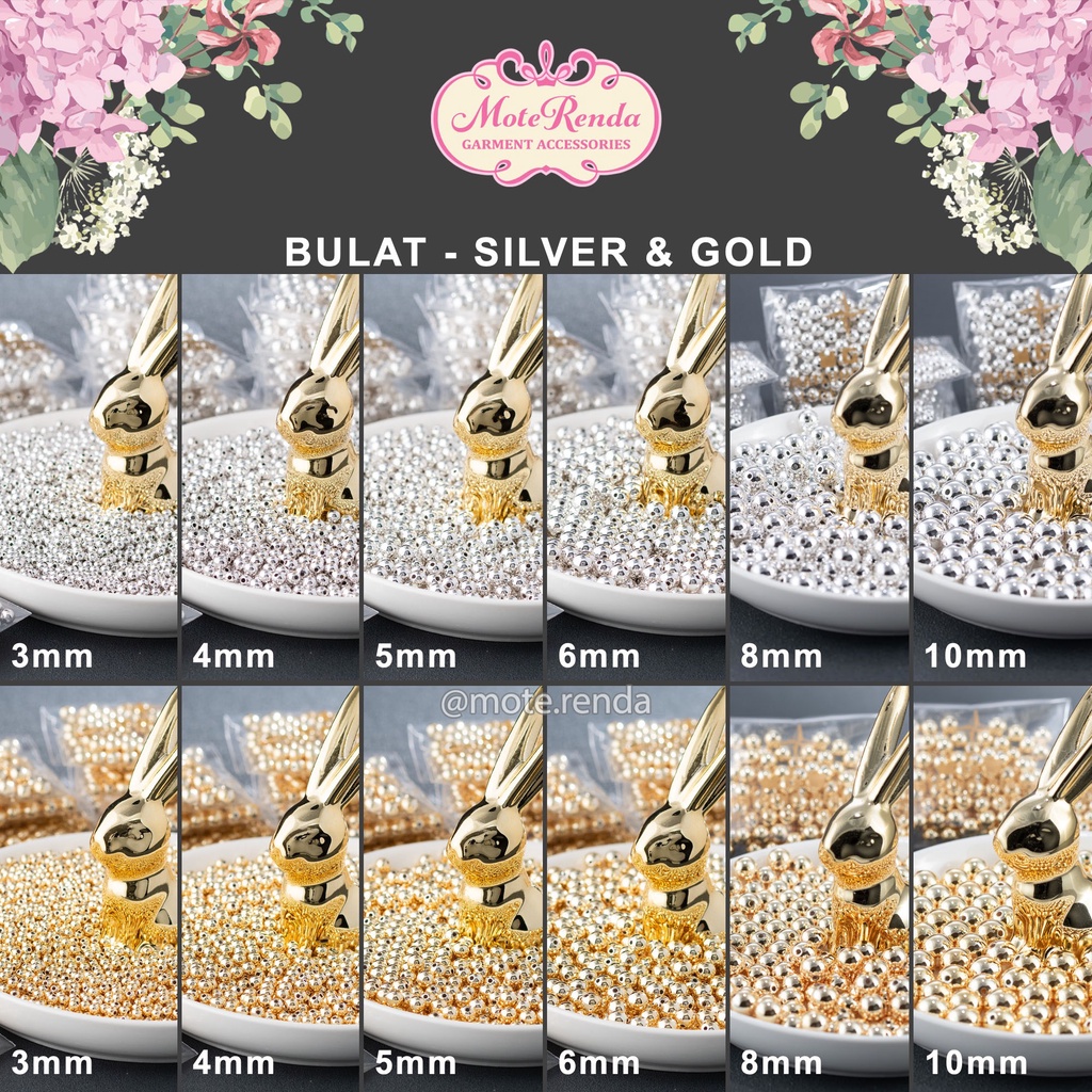 Mutiara Jepang MGB metalik, size 3-10mm kode 4PSO