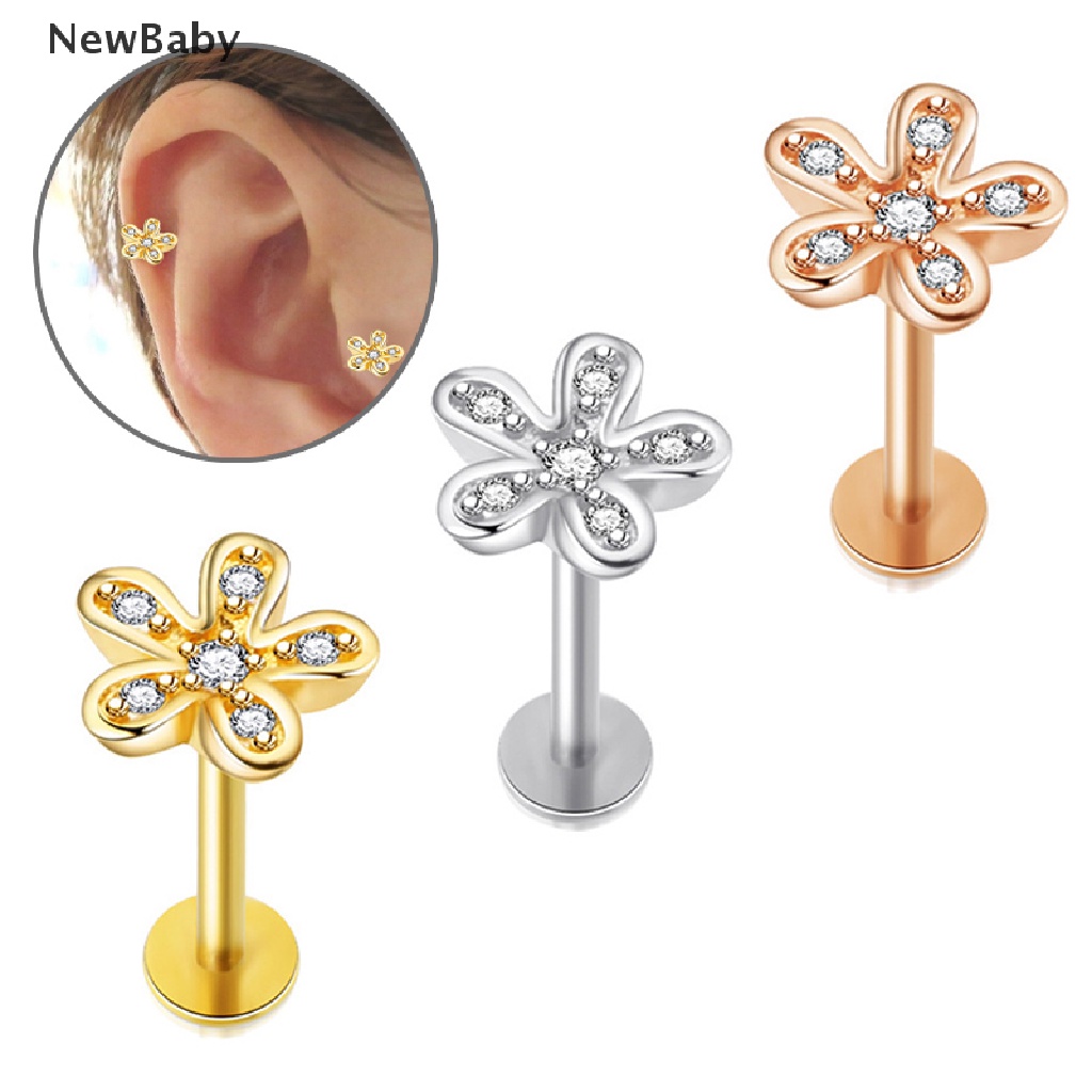 Anting Tusuk Bentuk Bunga Bahan Stainless Steel Untuk Hadiah Bayi