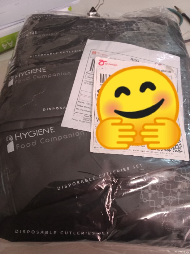 Sendok Plastik Set Higienis  Tissue, Tusuk Gigi Hitam Premium