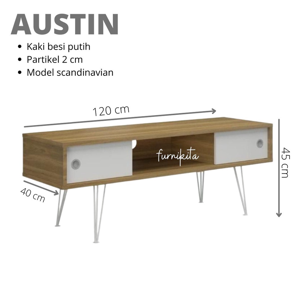 RAK TV MEJA TV MEJA TAMU MINIMALIS KAKI BESI AUSTIN