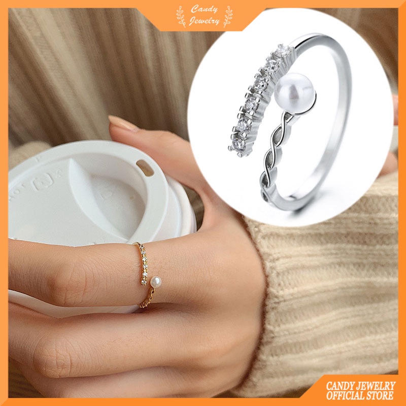 Cincin Bahan Alloy Aksen Mutiara Imitasi Untuk Wanita