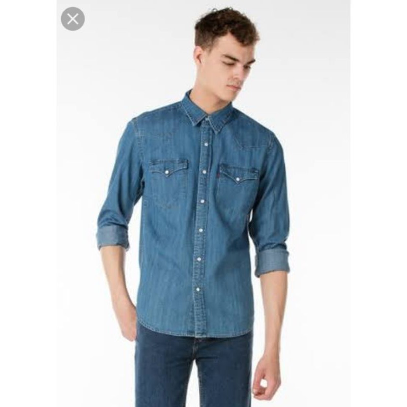 Kemeja jeans Levis/ Levi's Blue Denim Western Shirt Original