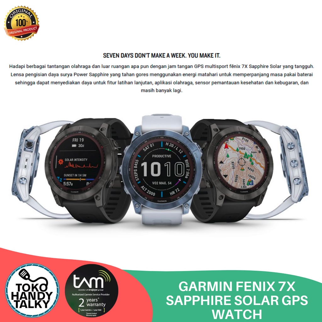 GARMIN SMARTWATCH FENIX 7X SAPPHIRE SOLAR GPS WATCH NEW GARANSI RESMI TAM