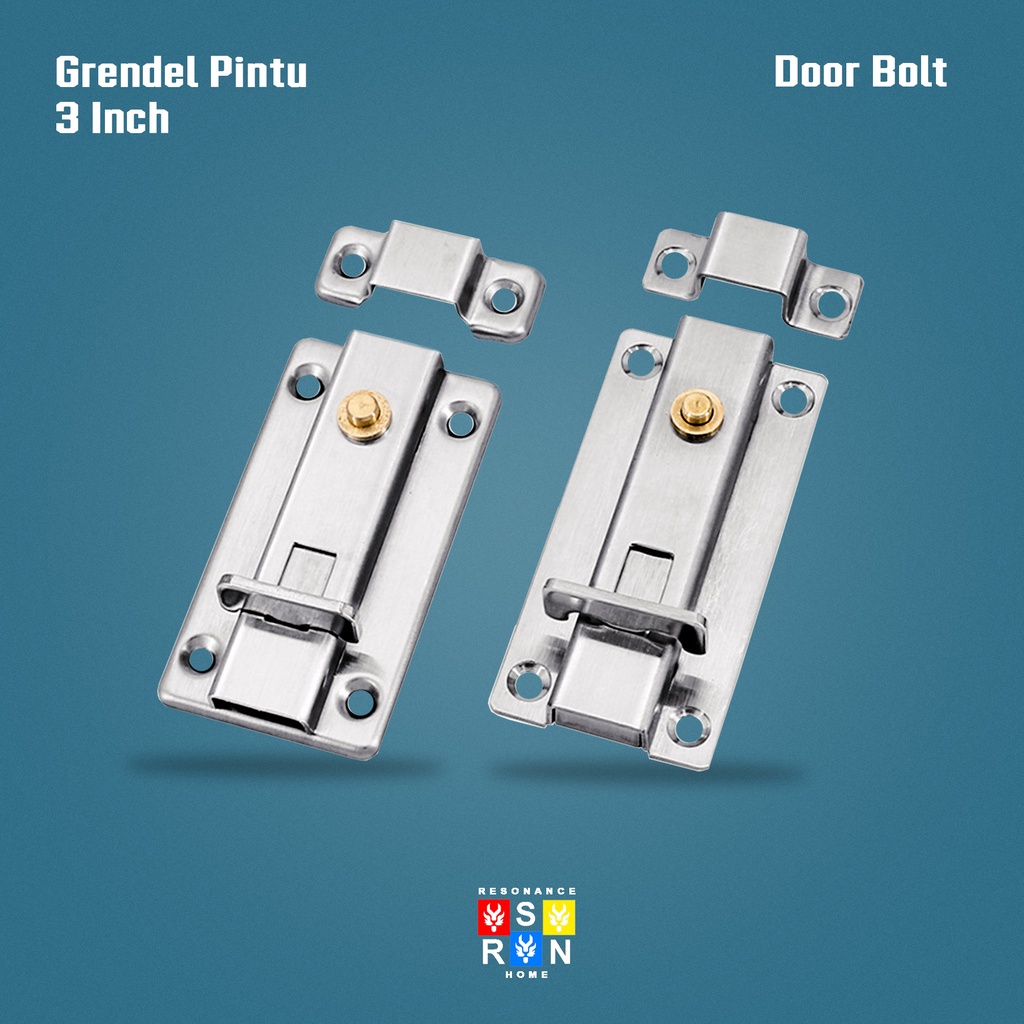 Slot Pintu Pencet Otomatis 3 Inci Stainless l Grendel Slot Kunci Pintu Tekan Resonance Home