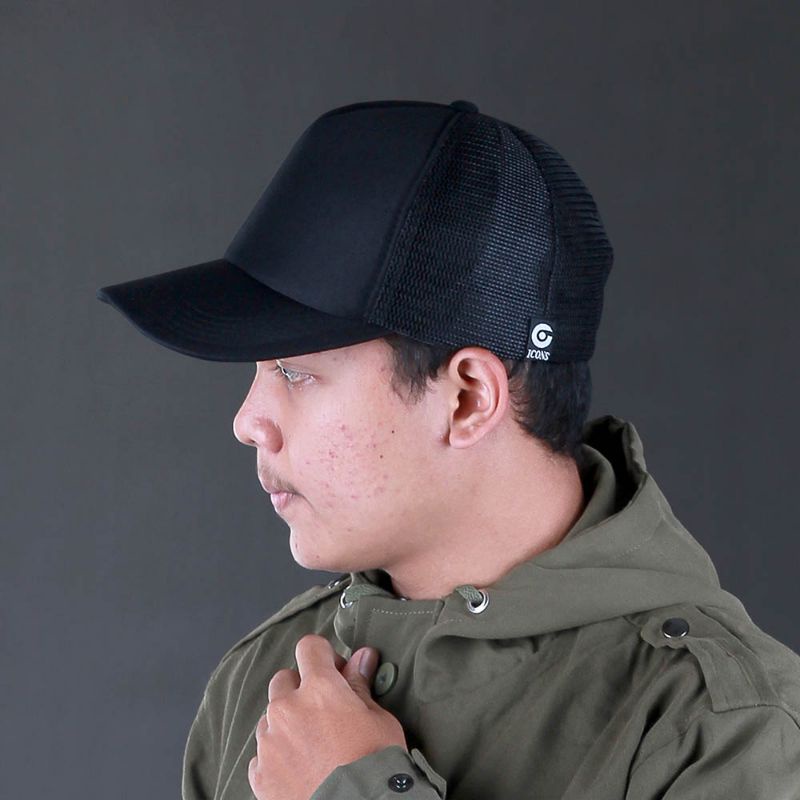 Topi Jaring Jala Polos Hitam Coklat Tali Strap Colok Termurah