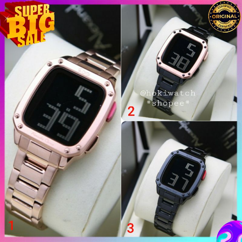 🪙 ✓BARU ORIGINAL JAM TANGAN WANITA ALEXANDRE CHRISTIE DIGITAL RANTAI STAINLESS STEEL ARLOJI WATCH CE