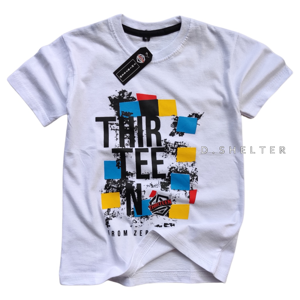 KAOS DISTRO ANAK THIRTEEN PUTIH CODE 17/DSHELTER/KAOS MURAH