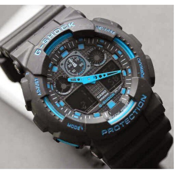 JAM TANGAN G SHOCK CASIO DUALTIME  GA-100 BIRU - GK003