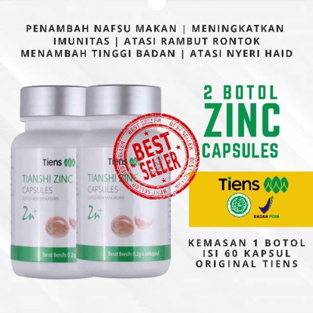 Jual Penggemuk Herbal Tiens Zinc Capsules | Obat Gemuk Murah