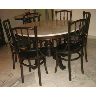 Kursi Makan Bambu Kursi 6 + Meja Marmer Harga Murah Berkualitas