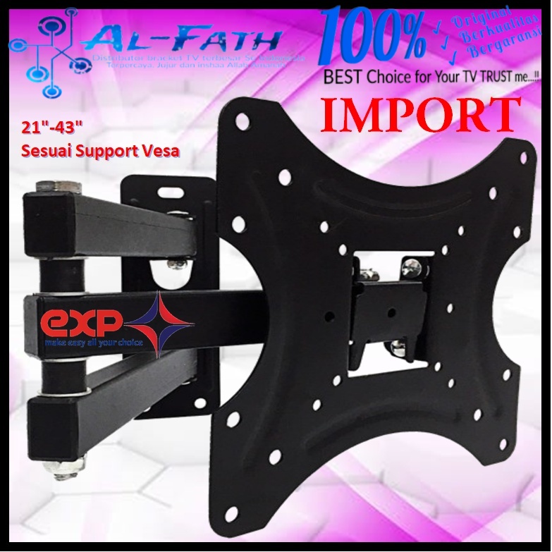 Bracket TV COOCAA 14 s/d 43 inch 6 ARAH FULL BESI SUPER KOKOH GARANSI 100% ORI