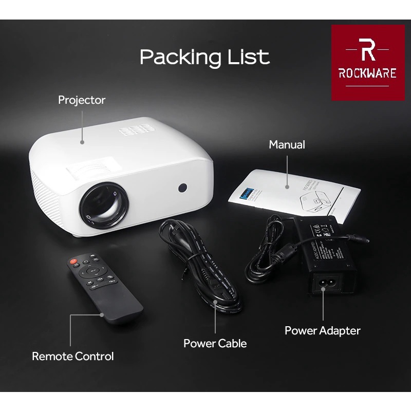 ROCKWARE RW-F10 Basic Home LED Projector 2800 Lumens Alt Cheerlux C9