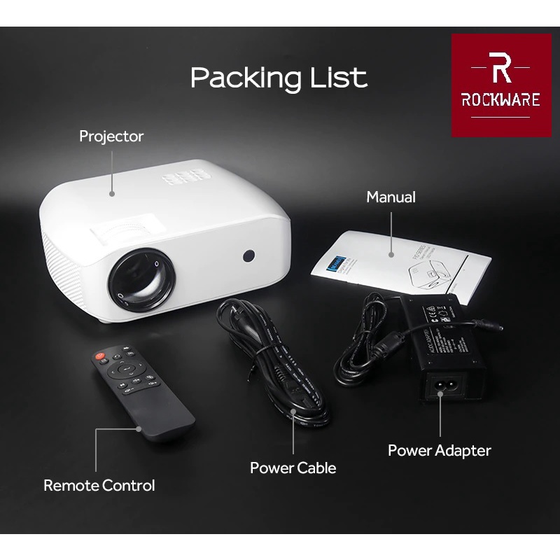 ROCKWARE RW-F10 - Basic 720P Home Portable LED Projector 2800 Lumens - Proyektor Alternatif dari CHEERLUX C9