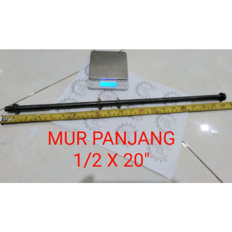 BAUT MUR BALOK KAYU 1/2 x 20 INCHI PANJANG 50 CM / BAUT BLANDAR / LONG BOLT KUNCI 19