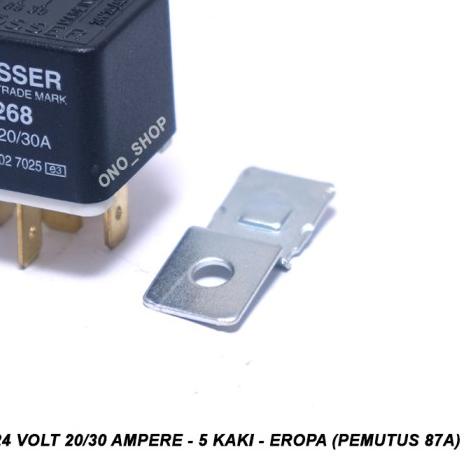 ♣ Relay Flosser 24 Volt 20/30 Ampere 5 Kaki - 4268 Eropa - Plus Pemutus ✲