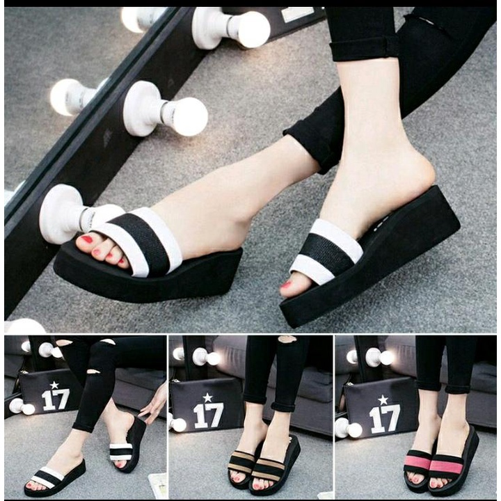 SANDAL SPON WEDGES SELOP WANITA