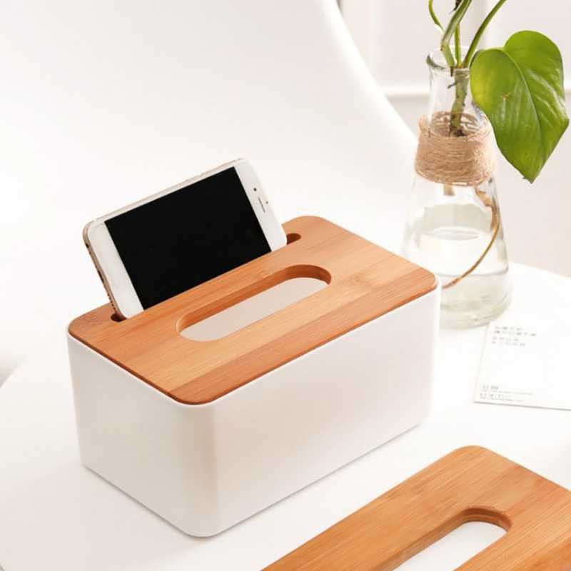 TaffHOME Kotak Tisu Kayu Tissue Box 3 Grid - ZJ006