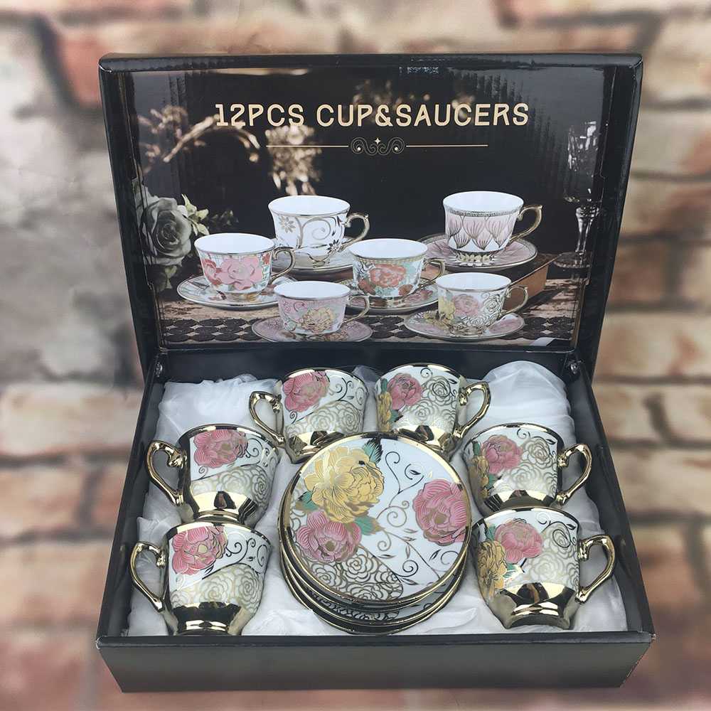 Cangkir Keramik Set 6 in 1 European Style / Gelas Cangkir Mug Keramik Kopi Teh Tea Air 1 Set Unik Couple Lucu Antik Jepang Korea Mini Kecil Murah / Tea Pot Keramik Set Elegant Chinese / Set Cangkir Gelas Teh Kopi Keramik Ungu Motif Cantik European Vicenza