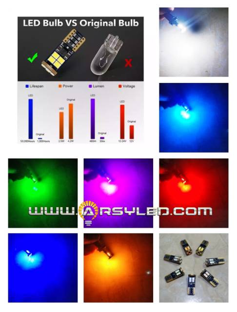 Lampu LED Motor T10 Pollux Senja Sein Mundur Canbus Error Free 12 mata-4