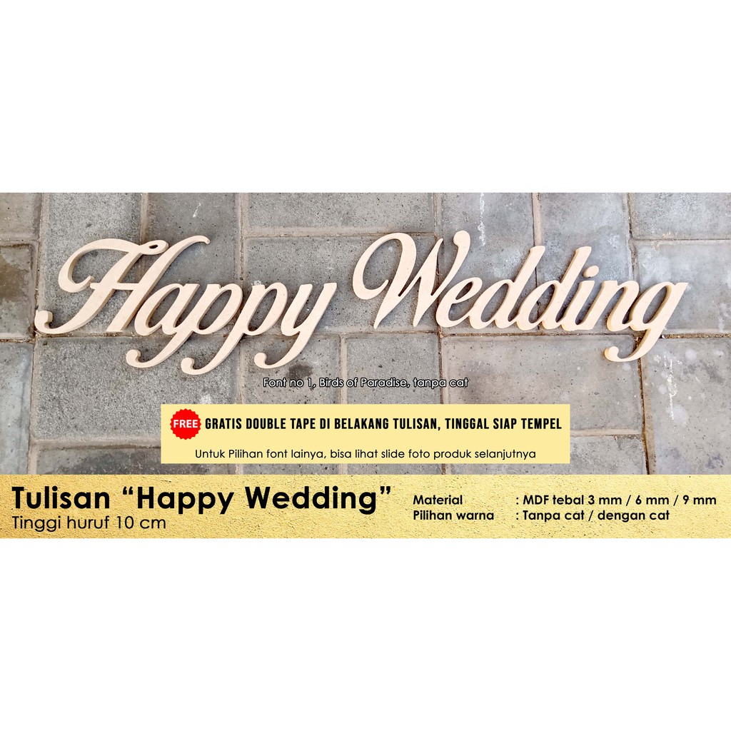 Tulisan Happy Wedding Tinggi 20 Cm Indonesia