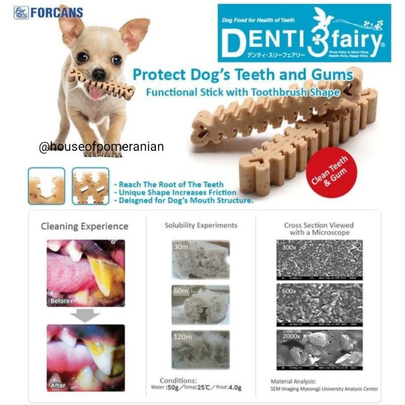 forcans denti 3 fairy dog pet chew dental korea snack anjing clean teeth