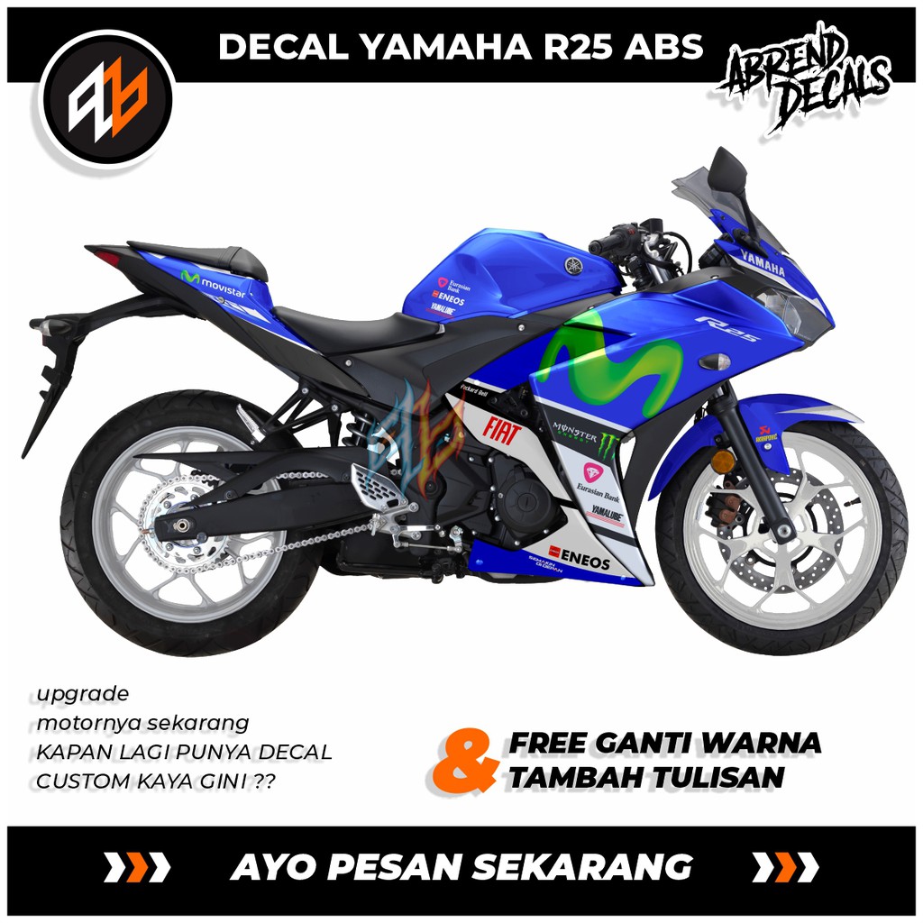 DECAL YAMAHA R25 ABS STOCK DECALS MOVISTAR / STIKER VARIASI FULLBODY MOTOR R25 ABS / MONSTER