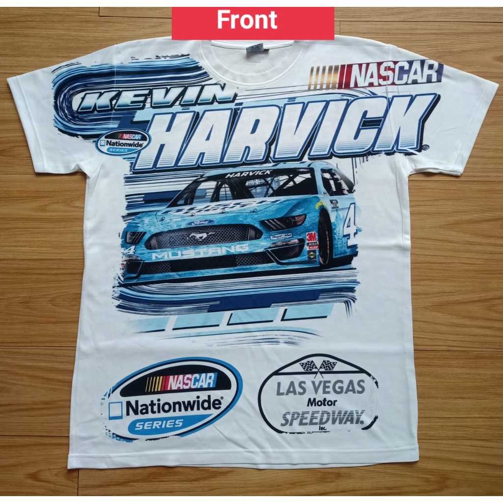 KAOS NASCAR AOP KEVIN HARVICS, BOOTLEG TAG THAILAND, ALL OF PRINT DEPAN BELAKANG BOLAK BALIK, KAOS T