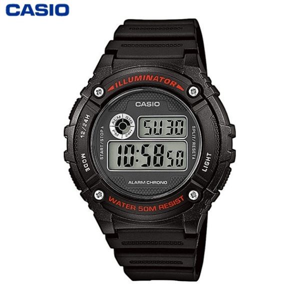 JAM TANGAN PRIA CASIO W-216H-1A ORIGINAL - W216H HITAM