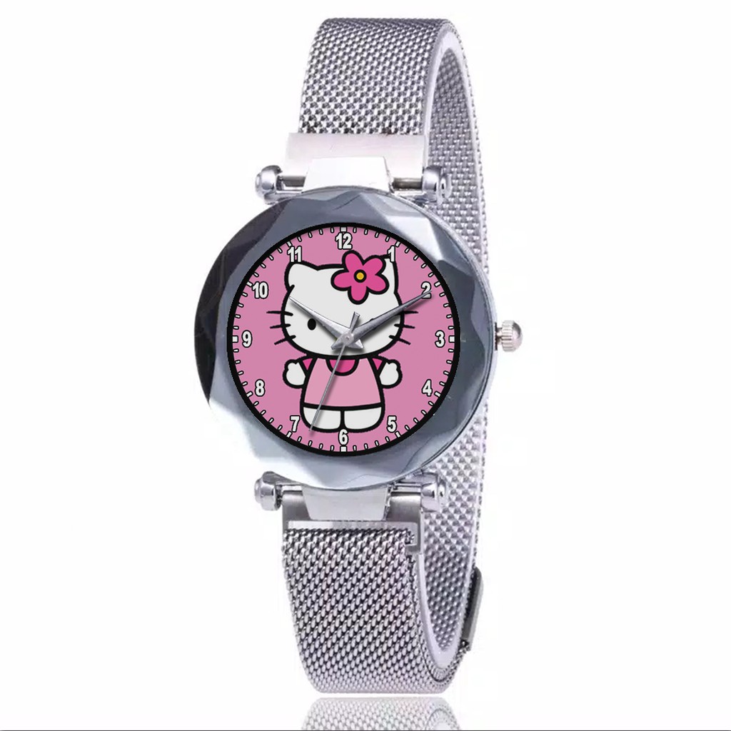 Jam Tangan Wanita Custom - HELLO KITTY Free Box &amp; Batre Cadangan