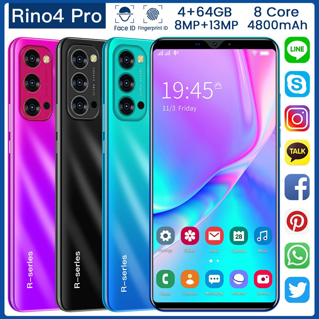 Reno4 Pro Android Handphone HD Screen Smartphone 5.8 Inci Layar Ram 4GB Rom 64GB