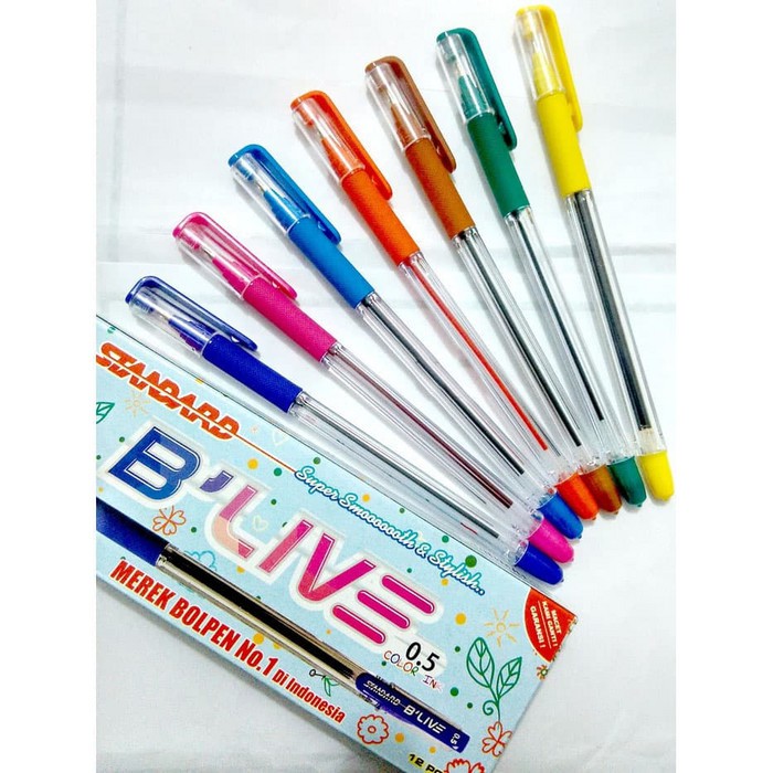 

Standard Pulpen BLive Color Ink Bolpen Bolpoin Ballpoint Ballpen Pen
