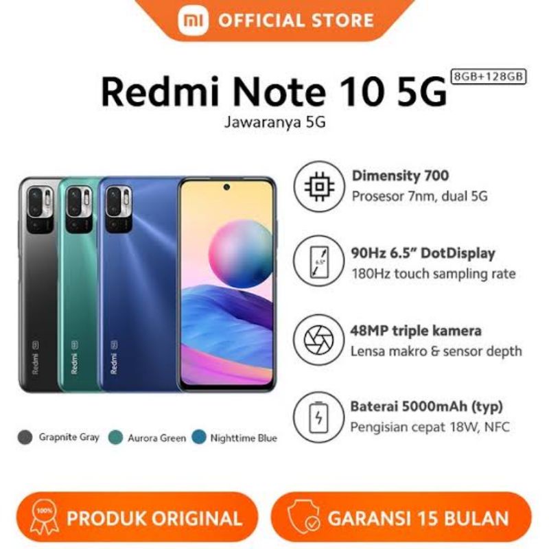 Xiaomi Redmi Note 10 5G 8/128 GB New Garansi Resmi Xiaomi Ram 8GB ROM 128GB