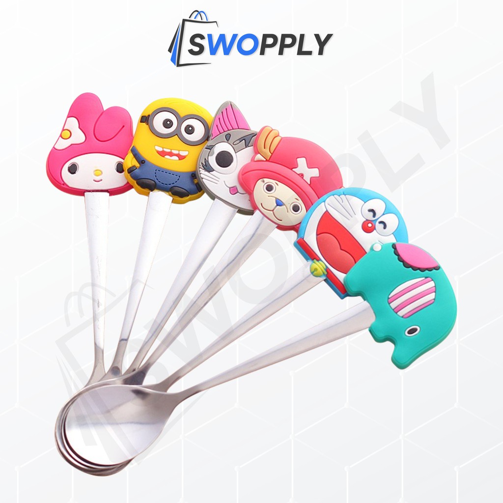 Swopply HL0004 Sendok Teh Mini Karakter Cartoon Kecil Stainless