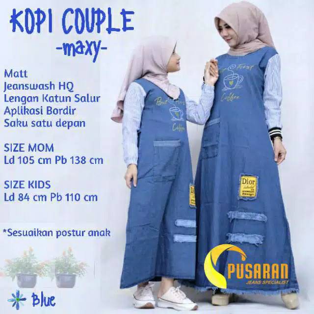 GAMIS COUPLE IBU DAN ANAK PEREMPUAN - MAXY IBU DAN ANAK MURAH - GAMIS JEANS PREMIUN QUALITY