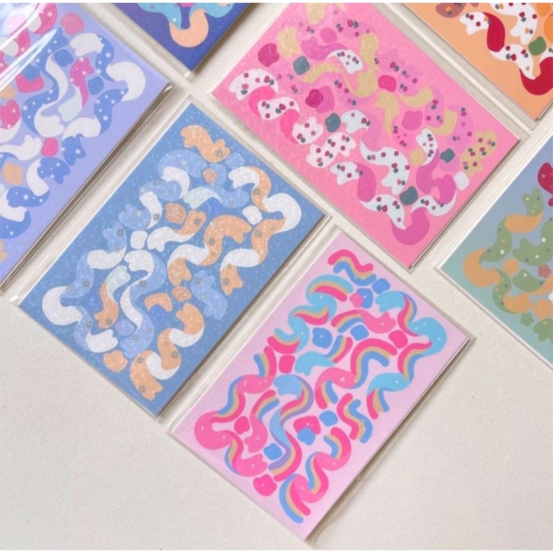 

1 Pc Glitter Ribbon Sticker Stiker Pita Lucu Warna-Warni
