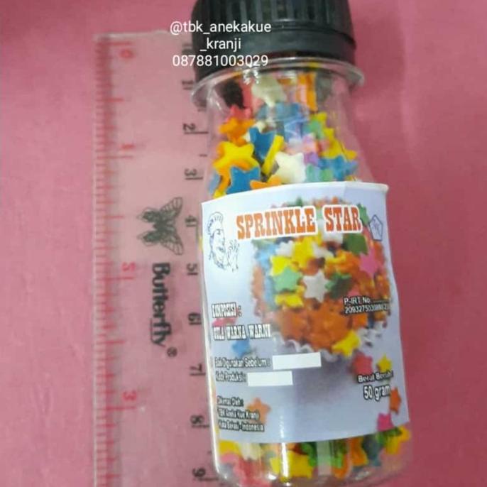 

Ready oke] Sprinkle Star/Bintang 50 gr/Gula Warna Hiasan Cup Cake/Trimit/Confetti