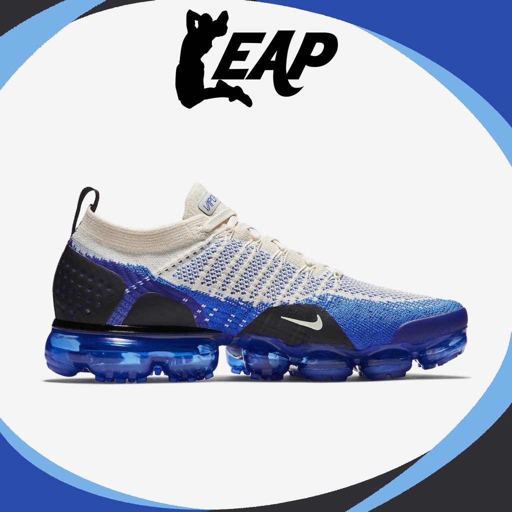 ( ORI ) Nike Vapormax Flyknit || Light Cream - White / Blue