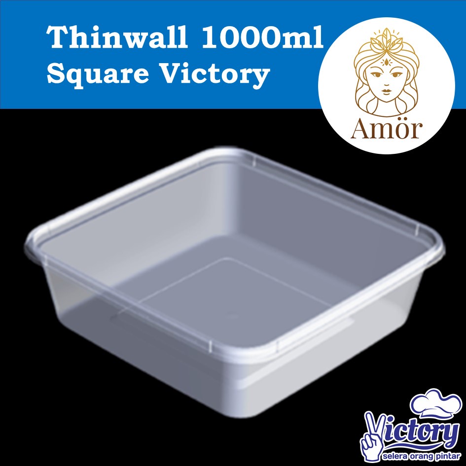 Jual Thinwall 1000ml Square Victory Kotak Makan Bekal Plastik Persegi