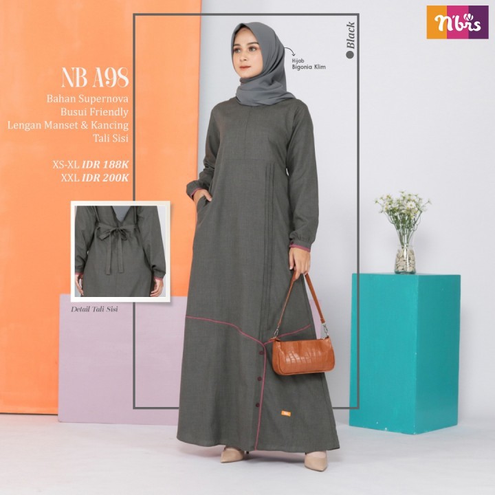 Nibras NB A98 Material Supernova Gamis Trendy nyaman di pakai Gamis Polos Simple terbaru