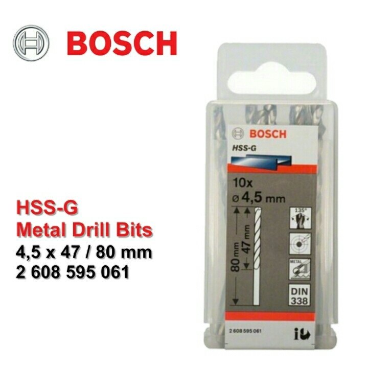 BOSCH Mata Bor HSS-G Metal Drill Bit 4.5 MM X 10 PCS