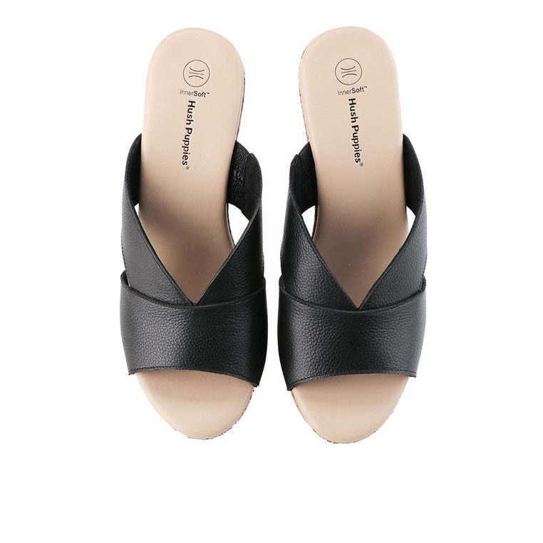 SANDAL WEDGES KULIT HUSH PUPPIES WANITA ORIGINAL TERBARU HITAM HW15