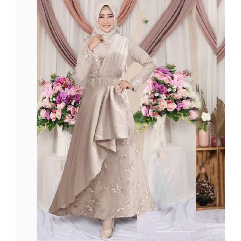 (MODEL BARU)SIZE S/M,L,XL,XXL GAMIS MAXI RENA/GAMIS BRUKAT TILLE/GAMIS KONDANGAN/GAMIS MUSLIM WANITA