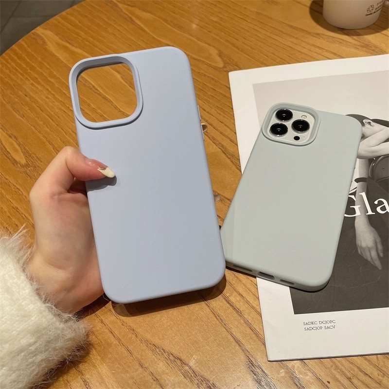 Casing Soft Case Silikon Warna Biru Langit Untuk iPhone 14 13 12 11 Pro X XR XS Max 7 8 Plus