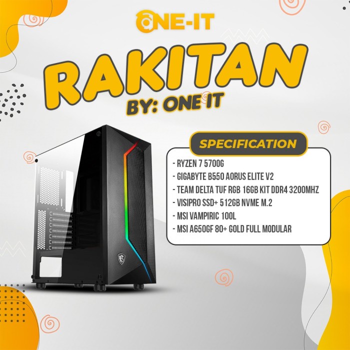 PC RAKITAN Ryzen 7 5700G | RAM 16 GB | SSD 512 GB nvme