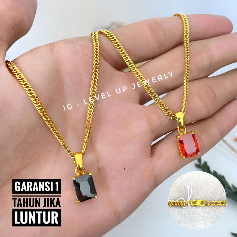 Kalung Rantai Kecil & Liontin Permata | Garansi Setahun | Bahan Original Stainless Steel | Kalung Me
