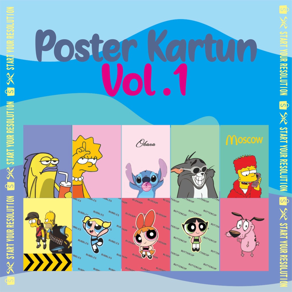 Poster Cartoon Vol.1 / Poster Kartun Aesthetic The Simpsons / Sponge Bob / Tom & Jerry / Powerpuff G