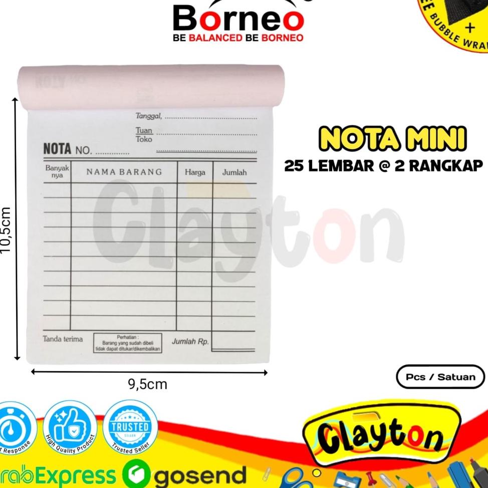 

SUPER LARIS Buku Nota Kontan Borneo Kecil 2 Ply NCR / Nota Kontan 2 Rangkap Kecil / Nota Kontan Mini 2297 ㅒ